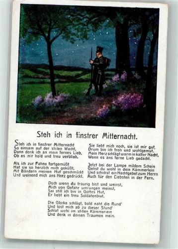 Landser auf einsamer Wacht in der Nacht denkt an die Liebste daheim mit Gedicht WSSB No. 5074