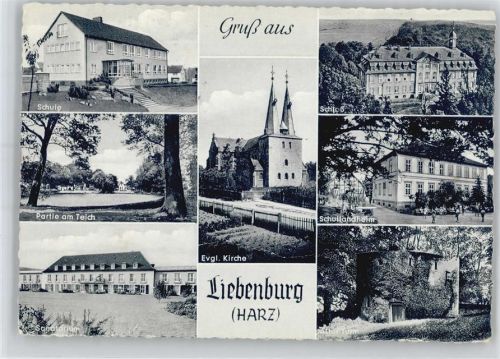 38704 W3384 Liebenburg - Schule, Teichpartie, Sanatorium, Kirche, Schloss, Schullandheim
