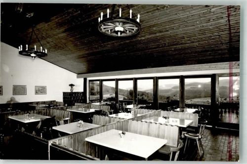 Sattelbogen Feriensiedlung Gaststube Foto Original aus Archiv eines Ansichtskartenverlags Ort handschriftlich Farbstriche im Bild