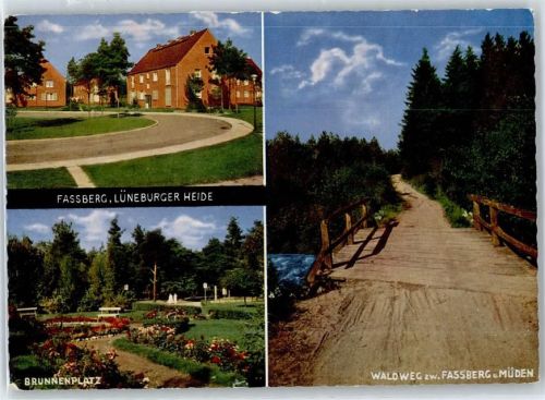 29328 W3105 Faßberg - Ortspartie, Brunnenplatz, Waldweg