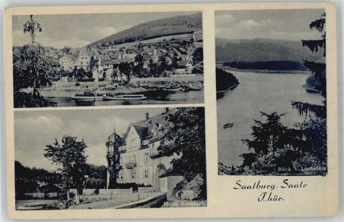 Saalburg Teilansicht, Hotel Krannich, Saalepartie