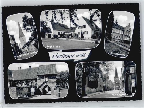 Horstmar Schöppinger Straße, Kirche, Krankenhaus, Schloßtor, Münsterstraße