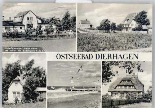 18347 O2593 Dierhagen , Ostseebad - Kinderferienlager Junge Garde, Ostseestrand, Ortsansicht