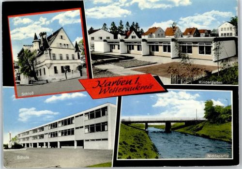 61184 W6367 Karben - Schloss, Schule, kindergarten, Niddapartie