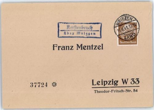 16269 O1313 Wriezen 1941 - Landpoststempel Kerstenbruch