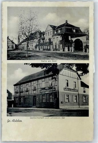 39397 O3231 Großalsleben Gebrauchsspuren Partie am Amt, Gastwirtschaft zum schwarzen Bär