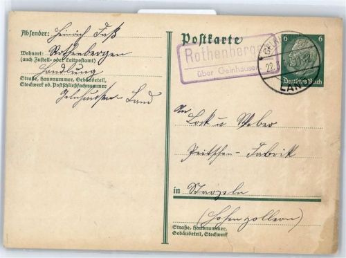 Gelnhausen Landpoststempel Rothenbergen