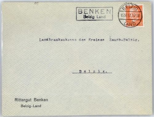 Belzig Landpoststempel Benken