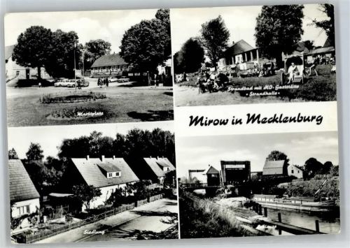 17252 O2083 Mirow , Meckl - Strandbad mit Gaststätte Strandhalle, Siedlung, Schleuse, marktplatz
