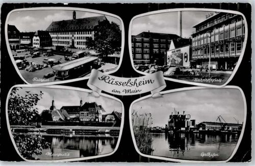 65428 W6090 Rüsselsheim - Rathaus Bahnhofsplatz Opelhafen VW Käfer LKW Oldtimer