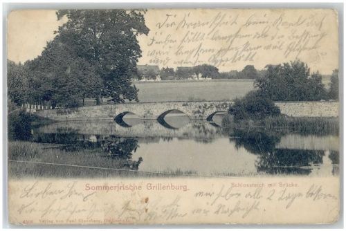 Grillenburg 1904 Schlossteich mit Brücke