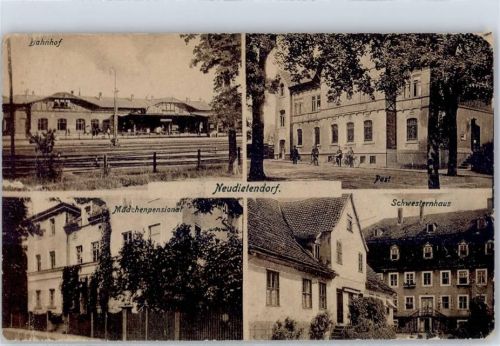 99192 O5103 Neudietendorf 1945 - Bahnhof Postamt Mädechenpensionat Schweternhaus