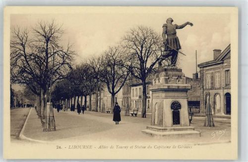 Libourne Allees de Tourny rt Statue du Capitaine de Gereaux