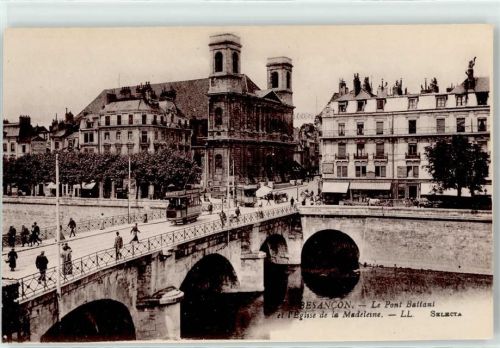 Besancon Le Pont Battant Kirche Eglise de la Madeleine Straßenbahn