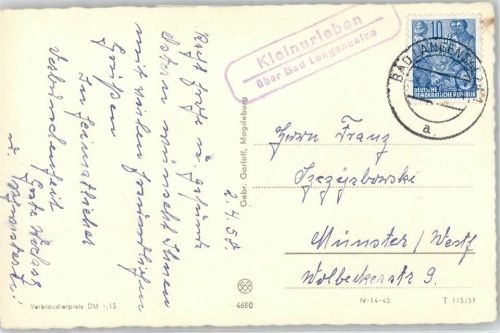 99955 O5821 Urleben - Landpoststempel Kleinurleben Ostern