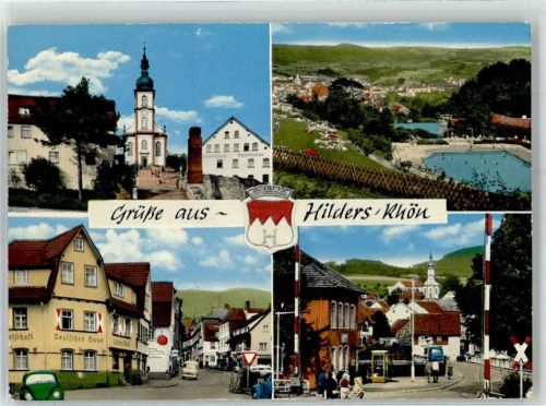 Hilders Kirche Dorfpartie Gasthaus Deutsches Haus Schwimmbad