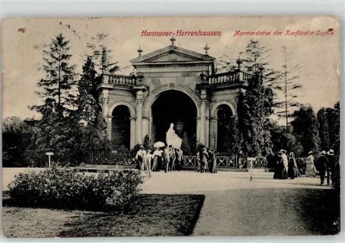 Herrenhausen 1909 Mamorstatue Kurfürstin Sophie Denkmal