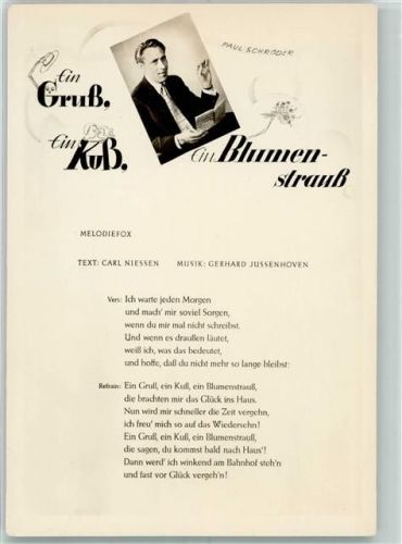 Paul Schröder Autogramm origin. Unterschrift Ein Gruß, Ein Kuß, Ein Blumenstrauß