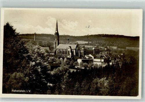 Falkenstein 1934 Panorama des Ortes mit Kirche Zum heiligen Kreuz Fotograf Otto Paul