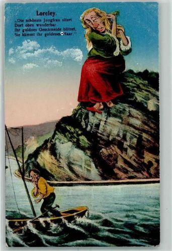 Rhein Boot Fels Frau Kamm Gedicht