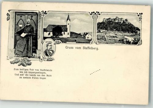 Bad Staffelstein 1911 Victor v. Schaffel Kirche u. Klause Staffelberg Ochsengespann