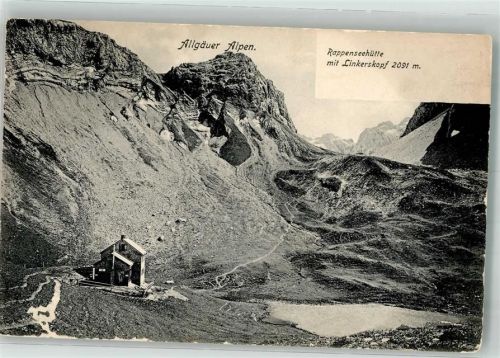 Rappenseehütte 1904 Almhütte mit Linkerskopf Fotograf Rauch