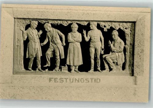 Stavenhagen Reliefbild aus Fritz Reuters Werken an seinem Denkmal in Stemhagen 1. Festungstid Ort lt. Verlag
