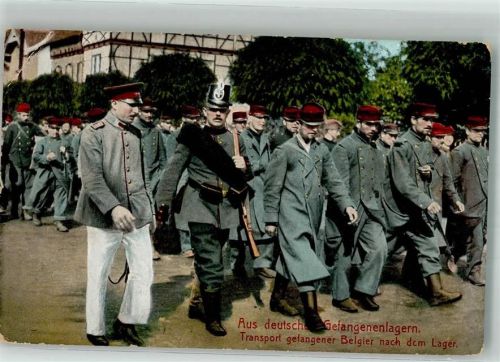 1915 Aus deutschen Gefangenenlagern Transport gefangener Belgier zum Lager WSBS No. 879