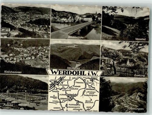 Werdohl 1962 Schwimmbad Kleinhammer Stadtbrücke Versetal Eveking