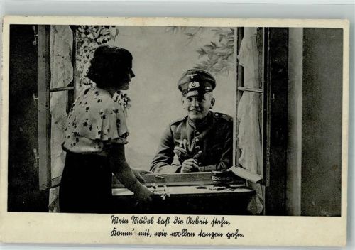 1940 Landser in Uniform lädt seine Liebste zum Tanz ein Feldpost