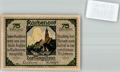 Rathenow Notgeld 75 Pfennig