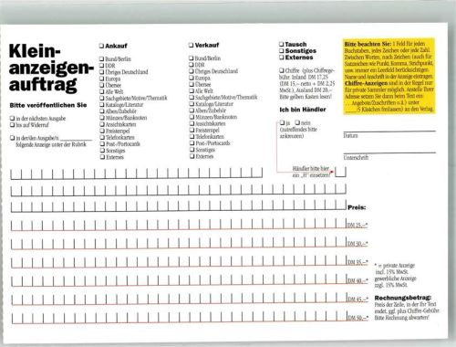 Nassau Deutsche Briefmarken-Zeitung Kleinanzeigenauftrag Paul Parey Zeitschriftenverlag