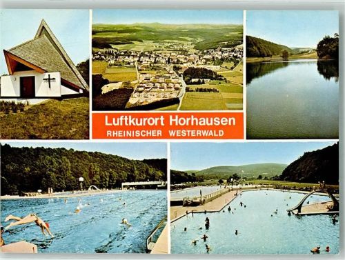 Horhausen Fliegeraufnahme des Ortes Schwimmbad Kapelle