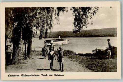 Ferch Beim Gasthaus Birkenwäldchen Fahrrad Fahrgastschiff auf dem Schwielowsee Fotograf John