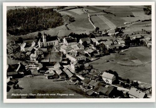 Bischofsmais 1938 Fliegeraufnahme des Ortes mit Pfarrkirche St. Jakobus