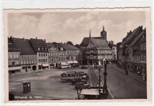 Mittweida Mittweida mit Häuserreihe am Markt ungelaufen Top Erhaltung.