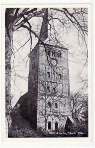 Hoch Elten mit Stiftskirche gelaufen, mit Marke und Stempel von 1955. Leicht bügig, sonst gut erhalten