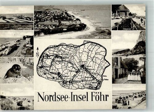 Wyk Landkarte der Insel Fliegeraufnahme des Ortes Fähranleger Seehund Nieblum Goting-Kliff Utersum Friesinnen