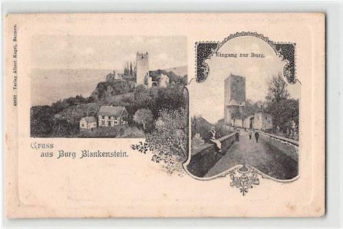 Hattingen-Blankenstein. Burg und Eingang zur Burg gelaufen. Vorder- und Rückseite leicht fleckig, sonst gut erhalten