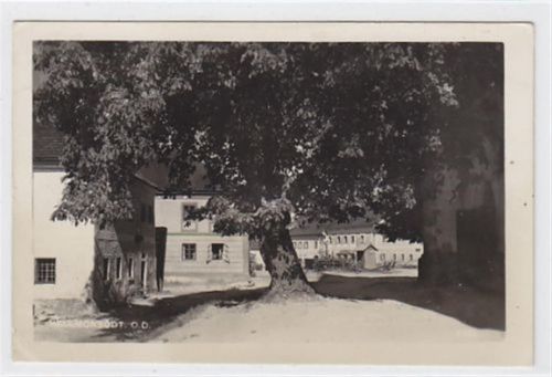 Fotokarte von Hellmonsödt. Straßenansicht gelaufen am 13.08.1941. Albumabdrücke an den Ecken leichter Bug unten links und rechts, sonst gut erhalten. PLZ 4202.