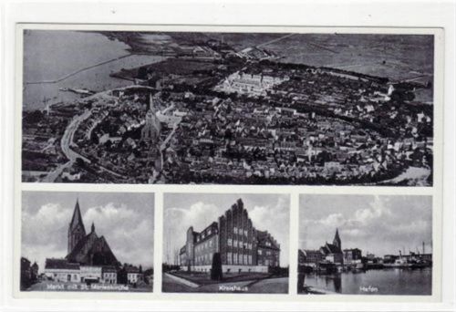 Barth a. d. Ostsee mit Markt und St. Marienkirche, Kreishaus, Hafen und Gesamtansicht ungelaufen Top Erhaltung.