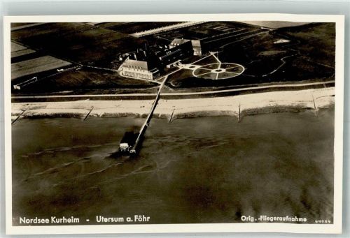 Utersum 1939 Fliegeraufnahme vom Kurheim mit Seebrücke