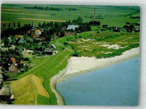 Brockdorf Fliegeraufnahme von Ev. Kirche Deich und Elbestrand