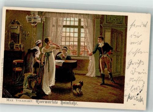 1899 sign. Volkhart, Max Unerwartete Heimkehr Poesie / Liebe Adelskorrespondenz