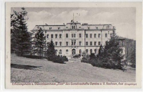 Aue Aue mit Erholungsheim u. Diakonissenhaus " Zion " gelaufen von 1926. Gute Erhaltung.