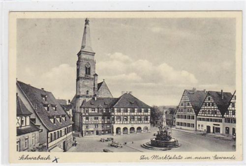 Schwabach. Marktplatz im neuen Gewande gelaufen. Marke entfernt, sonst gut erhalten