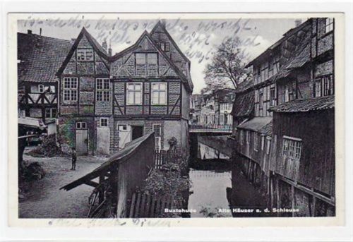 Buxtehude Buxtehude mit alten Häusern a.d. Schleuse gelaufen, 1936. Gute Erhaltung.