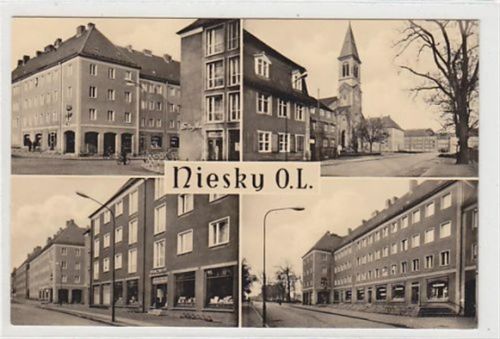 Niesky O. L. mit vier verschiedenen Abbildungen. Karte beschrieben Sehr gut erhalten.