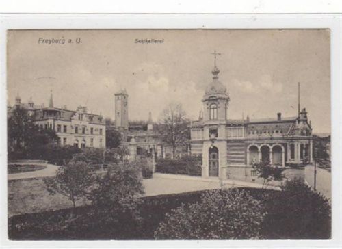 Freyburg Freyburg a. U. Sektkellerei gelaufen, 1911. Vorder- und Rückseite fleckig, sonst gut erhalten