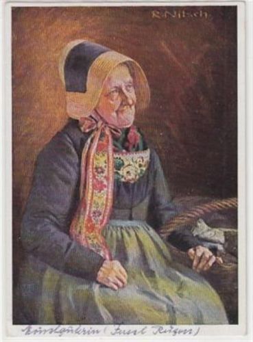 Mönchguterin ( Insel Rügen ), Künstlerkarte von R. Nitsch. Deutsches Reich: Volkstrachten ungelaufen Gute Erhaltung.